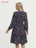 都市セクシードレスS.flovor women'sprintingカジュアルドレスエレガントな長袖O-Neck A-Line Midi Dresses for Femal