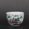 Sieradenzakjes Qing Qianlong Roze Gekleurd Landschap Patroon Theekop Woninginrichting Oude Goederen Lichaam Ambacht Porselein Decoratie