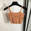 Canotta lavorata a maglia con ricamo con paillettes Moda donna Pullover sottile Top senza maniche Gilet sportivo Abiti sexy