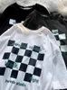 T-shirts hommes Foufurieux Summer Checkerboard T-shirt à manches courtes Hommes American Preppy Tees Femmes High Street Oversize Vintage Print Y2k