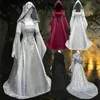 Thème Costume Médiéval Rétro Gothique À Capuche Sorcière Jupe Longue De Luxe Robe De Soirée Pour Femme Cosplay Vampire Halloween Adulte ComeL231013