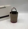 Lingge japonês original saco de fábrica estilo cesta vegetal sacos balde feminino emendado contraste cor bolsa fosco dobrável