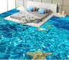 Sfondi Murales per pavimenti da spiaggia in adesivi murali Carta da parati 3D per soggiorno PVC impermeabile autoadesivo