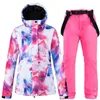 Skianzüge Warmer, bunter Skianzug für Damen, wasserdicht, winddicht, Snowboardjacke und Hose, Set für Damen, Outdoor-Schneekostüme 231012