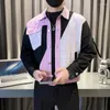 Giubbotti da uomo Giacca patchwork moda coreana 2023 Autunno Inverno Risvolto Bomber Casual Business Social Outwear Cappotto Abbigliamento uomo