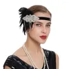 Bandanas 1920s bandana chá festa hairband acessórios trajes rugindo feminino acessório headpiece poliéster noiva baile de formatura