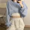 Giacche da donna MEXZT Streetwear Donna Sexy Solid Cropped Felpe Oversize Allentato Harajuku BF Pullover Primavera Coreano Chic Casual Y2k Top 231012