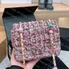 moda borsa in tweed borsa a tracolla di design borse a tracolla a catena donna cc mini borsa con patta borsa rosa portafoglio per lo shopping porta telefono borsa di lusso per canale