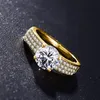 Кольца кластера из 18-каратного чистого желтого золота, кольцо-пасьянс, 2 карата, лабораторный бриллиант, свадебное для женщин, серебро 925, Jewelry179n