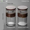 Tumblers BORREY High Boron Silicon Crescent Tea Cup wood Cover Frosted Glass Transparent Water Bottle With Filter Office Drinkware 231013