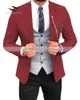 Mäns kostymer 2023 Casual Regular Fit Prom Tuxedos Plaid ull 3 stycken fast skårlakdräkt för bröllopsbrudgummar (blazer västbyxor)