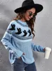 Damenpullover Vintage Strickpullover Frauen Halloween Polka Dot Strickpullover Weiblich Lässig Lose Warme Dame Retro Langarmpullover 231012