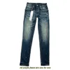 Jeans da uomo alla moda di marca viola stile cool designer di lusso pantaloni in denim motociclista strappato effetto consumato nero blu Jean slim fit moto