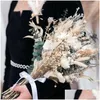 Fiori decorativi Bouquet da sposa secchi per la sposa Fleur Mariag Bouquet da damigella d'onore Disposizione in vaso di eucalipto Bohe Home Dhmse