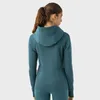 Hip L_028 Longueur Yoga Tops Full Zip Hoodie Classic Fit Sweatshirts Femme Veste de gym