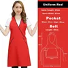 Aprons Japan Korea Custom Kitchen Apron Nail Beauty Salon Coffee Shop Attendant Work Accessories Woman Cotton v-Neck Apron 231013