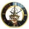 Table Clocks Antiques Style Clock Gear Wall Movement Round Decorative Metal R7UB