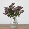 Flores decorativas flor falsa seca mini ramo de rosa como buquê real para nupcial segurando decoração de casa pogal