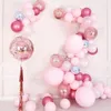 Dekoracja imprezy 86PCS Zestaw Macaron Balon Garland Arch Zestaw Baby Różowe balony konfetti na prysznic dziewczyna urodziny ślub 297r