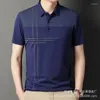 Polos Męskie T-shirt z krótkim rękawem Summer Lapel Striped Polo Shirt Fashion Casual Business Top
