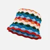 BERETS 2023手作りかぎ針編みのバケツ帽子韓国秋の冬のニットフィッシャーマンキャップ女性ファッション色の釣り帽子