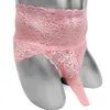 Sous-vêtements en dentelle florale pour hommes, slip avec gaine de pénis, taille haute, pochette Sissy, culotte Gay, Lingerie sexy, culotte de fond