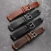 Watch Bands Black Brown Gray Handmade Utra-Thin Leather Watchband 18 19 20 21 22MM Bracelet Retro Style Suitable For Antique Watches