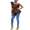 Abito stile africano per donna 2023 Top a pieghe con una spalla o con spalle scoperte e cintura con fiocco Abiti estivi da donna Ankara WY10353