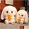 Poupées en peluche mignon radis lapin en peluche poupée endormie dans le lit tenant cadeau d'anniversaire jouets cadeaux animaux en peluche Dhqyh