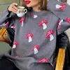 Women's Sweaters Mushroom Printed Pullover Sweater Women Autumn Long Sleeve O-neck Elegant Female 2023 Fashion Casual Lady Clothes