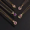 Pendentif Colliers Élégant Délicat Violet Zircon Collier Femmes Bijoux 2023 Mode Coréenne Tendance Unique Design Cadeau Pour Les Filles