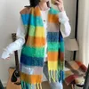 مصمم وشاح الشتاء Cashmere Men and Women's Shaws Shawls Rainbow Plaid Fringe وشاح دافئ ومريح إكسسوارات أزياء إجمالية 8