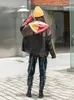 Kadın Ceketleri Sokak Giysileri Kadın Güz Gevşek Örgü Denim Kapüşonlu Bayanlar Vintage Sıradan Moda Punk Büyük Boy Sıcak Katlar Karışık Renk