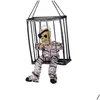 Autres fournitures de fête de fête Squelette suspendus fantômes Halloween décor parlant fantôme accessoire effrayant Skl cage prisonnier maison hantée cri DH6Fj