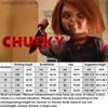 Tema kostymfilm barn S play cosplay chucky cosplay come top rompers outfits papper knivmask tatuering klistermärke halloween come for barn t231013