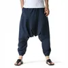 Indische Hosen Herren Ninja Hosen Baggy Harem Hosen Lose Fitness Low Drop Schritt Hosen Tanz Mode Punk Hombre Pantalon305J