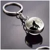 Key Rings Glass Cabochon Ball Animal Fl Moon Wolf Keychain Double Sided Time Gem Key Ring Bag Hanging Fashion Jewelry Will And Jewelry Dh9Mk