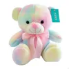 Fyllda plyschdjur Colorf Bear Doll sitter Rainbow Plush Dolls Söt kudde födelsedagspresent flicka leksaker gåvor fyllda djur plysch dh5bs