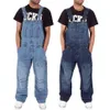 Men's Jeans 2021 Men One Piece Full Length Suspender Pants Casual Loose Wide Leg Slim Pocket Overalls Denim Jumpsuits Ripped 2598