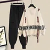 Women's Two Piece Pants Winter Ribbon Knitting Sweater Pullover Casual Overalls Two-piece Elegant Women's Pants Set Tracksuit Fall Outfits Women 231012