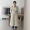 Kopa damska Coats koreańskie luźne elegancka elegancka beżowa wiatrówka z szarfią kobiet