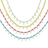 Colliers ras du cou à breloques étoiles CZ blanches pour femmes, couleur or avec 4 couleurs en émail, bijoux tendance, cadeau de fête