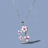 Pendentif Colliers Huitan Rose Fleur Rouge Collier À La Main Émail Floral Esthétique Cou Accessoires Pour Femmes De Mariage Chic Bijoux