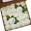 装飾的な花25pcsホワイトローズ人工絹の花