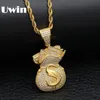 UWIN US Money Bag Necklace Pendant Full Bling Cubic Zirconia Iced Out Gold Chains Silver Gold Hiphop Jewelry for Men3234