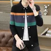 Men's Jackets Spring And Autumn Korean Style Men Patchwork Cardigan Sweater Turn-down Collar Jacket Casual Knitted Coats Male 6750