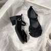 드레스 슈즈 2023 로리타 봄과 가을 달콤한 보우 버클 플랫폼 레트로 메리 제인 대형 하이힐 여자 신발 35-43