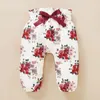 Ensembles de vêtements 3 24 mois bébé bébé filles vêtements ensemble printemps à manches longues barboteuse pantalon floral et bandeau floral bowknot 3 pièces tenues décontractées 231012