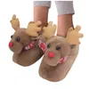 Chinelos Bonitos Dos Desenhos Animados Elk Algodão Moda Engraçado Capa Calcanhar Flat Bottom Soft Comfort Home Sapatos Inverno Quente para Mulheres