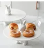Teller Nordic Obstteller Glasabdeckung Kuchentablett Null Haushaltsgeschirr Weiße Keramik Hochzeit Dessert Aufbewahrung